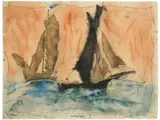 Heringsfänger II by Lyonel Feininger, 1919, Aquarell und Tuschfeder auf Bütten, sold Jun 2016