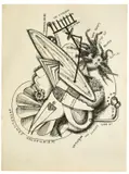 Johannes Theodor Baargeld, Unendlicher Regenschirm, 1919, Tuschfeder auf Papier