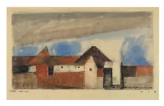 Dorf Deep by Lyonel Feininger, 1933, Aquarell auf bräunlichem Bütten, sold Jun 2010