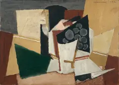 Louis Marcoussis, La grappe de raisins, 1920, Gouache auf grauem Papier, auf Karton aufgezogen