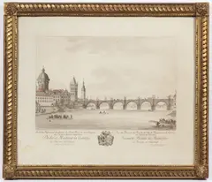 Johann Balzer, Charles Bridge, 1781 - 1783, coloured copper engraving, paper