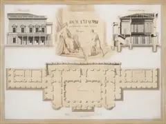 Anton Arche, Design of a Summer Palace in Bubeneč, 1815, indian ink, watercolour, paper