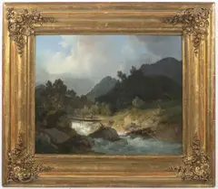 Josef Navrátil, Footbridge Over the Stream, 1840s, oil on canvas
