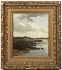 Antonín Chittussi, South Bohemian Pond in the Early Evening, 1886 - 1887, oil on canvas on cardboard