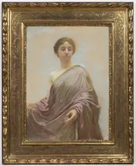 Max Švabinský, Woman with a Drapery, 1896, coloured calks, pastel, paper