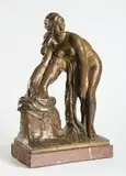 Josef Drahoňovský, After Bath, 1920s, bronze, marble
