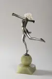 Josef Lorenzl, Dancer, Around 1928, silvered bronze, bone, onyx base