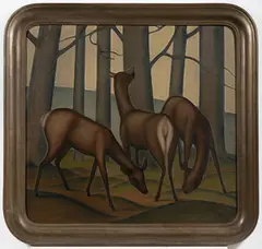 František Xaver Böhm, Three Does, First third of 20th century, oil on canvas