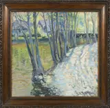 Vaclav Radimsky, Elbe Near Starý Kolín, 1925 - 1930, oil on cardboard