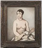 Jaroslav Veris, Nude with a Fan, 1929, oil on plywood