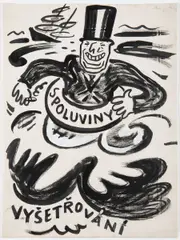 Josef Čapek, The Corrupter in the Puddle, 1920s, indian ink, gouache, paper
