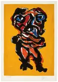 Karel Appel, Personnage: Jaune, Vert, Rouge (3), 1975, Color aquatint with carborundum on paper
