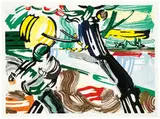 Roy Lichtenstein, The Sower (from Landscapes Series), 1985, 34-color lithograph, woodcut, and screenprint on Arches 88 paper