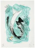 Claes Oldenburg, Sketch for a Sculpture in the Form of a Dress Collar and Tie, with Stud, 1994, 5-color lithograph on white Somerset Textured paper