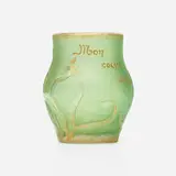 Miniature Verrerie Parlante vase by Daum, c. 1890, acid-etched and gilt glass, sold Jul 2023