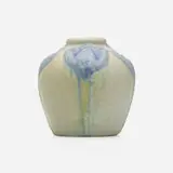 Cabinet vase with crocuses by Van Briggle Pottery, 1906, glazed earthenware, sold Jul 2023