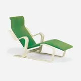 Marcel Breuer, Long Chair, lacquered laminated wood, upholstery