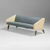 Gio Ponti, Sofa from the Hotel Parco dei Principi, Rome, 1964, skai, upholstery, lacquered wood, brass