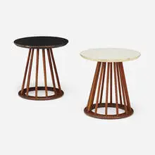 Arthur Umanoff, Stools, set of two, c. 1955, walnut, laminate