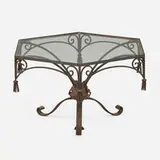 Regency-style coffee table by Modern, c. 1970, patinated iron, glass, sold Jul 2023