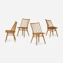 Russel Wright, Modernmates dining chairs, set of four, c. 1950, birch