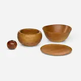 Mark and Melvin Lindquist, Bowls, set of two, 1977, 1979, spalted maple, cherry burl
