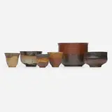 Collection of three bowls by Toshiko Takaezu, c. 1980, glazed stoneware, sold Jul 2023