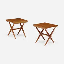 Jens Quistgaard, Occasional tables, pair, c. 1960, teak, brass