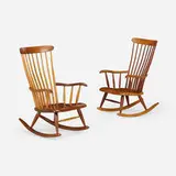 Robert Whitley, The Whitley Rocker, set of two, 1992, 1998, curly maple, walnut