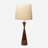 Large table lamp by Phillip Lloyd Powell, c. 1965, laminated and turned walnut, sold Jul 2023