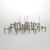Caesar Stoffi, Candleholders, set of thirteen, c. 1965, nickel-plated brass