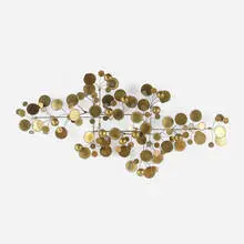 attribution C. Jeré, Raindrops wall sculpture, c. 1980, torch-cut, welded and brass-plated steel, steel, gilt