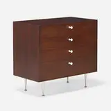 Thin Edge cabinet, model 5202 by George Nelson & Associates, 1952, rosewood, aluminum, enameled steel, sold Jul 2023