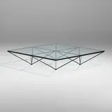 Paolo Piva, Alanda coffee table, model TA120, c. 1985, enameled steel, glass