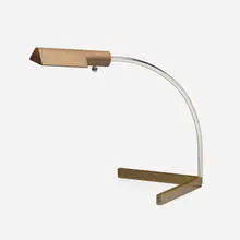 Table lamp by Cedric Hartman, c. 1975, brass, chrome-plated metal, acrylic, sold Jul 2023