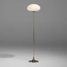 Laurel Lamp Co., Mushroom floor lamp, model 257, c. 1965, chrome-plated steel, frosted glass