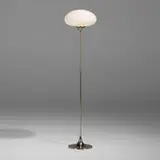 Laurel Lamp Co., Mushroom floor lamp, model 257, c. 1965, chrome-plated steel, frosted glass