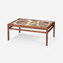 Ole Krüger, Coffee table, c. 1960, glazed earthenware, rosewood