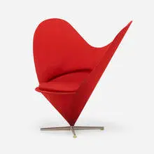 attribution Verner Panton, Heart Cone chair, c. 1970, upholstery, stainless steel, plastic