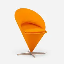 attribution Verner Panton, Cone chair, c. 1970, upholstery, stainless steel, plastic