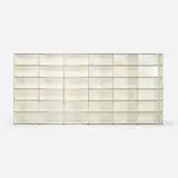 USM Haller Furniture System shelving unit by Fritz Haller and Paul Schärer, 1963, enameled steel, chrome-plated steel, plastic, sold Jul 2023