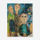 Harriet Wiseman, Cafe Conversation I, 1998, oil and oil crayon on canvas