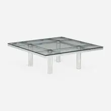 Tobia Scarpa, André coffee table, 1967, chrome-plated steel, smoked glass