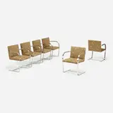 Brno chairs, set of six by Ludwig Mies van der Rohe, chrome-plated steel, leather, sold Jul 2023