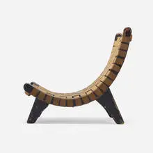 Michael van Beuren, Lounge chair, c. 1950, lacquered wood, canvas
