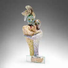 Robert Palusky, One Plus One = One, 2006, mixed media, glazed ceramic, glass, acrylic