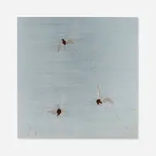 Angelo Filomeno, Three Archangels, 2001, embroidery on silk shantung stretched on canvas