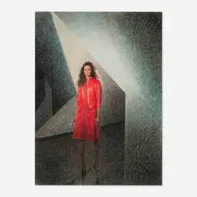 Graham Little, Untitled (Red Cigarette Lady), 2001, colored pencil and watercolor on paper