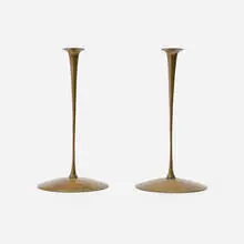 Jessie Preston, Candlesticks model 3, pair, c. 1915, brass