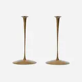 Jessie Preston, Candlesticks model 3, pair, c. 1915, brass